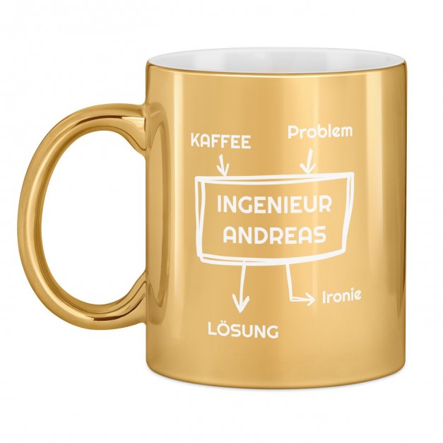 Kaffeebecher mit Gravur Gold/Glänzend für einen Ingenieur