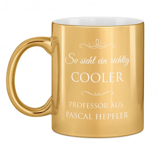 Kaffeebecher mit Gravur Gold/Glänzend für einen Professor