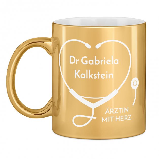 Kaffeebecher mit Gravur Gold/Glänzend für eine Ärztin