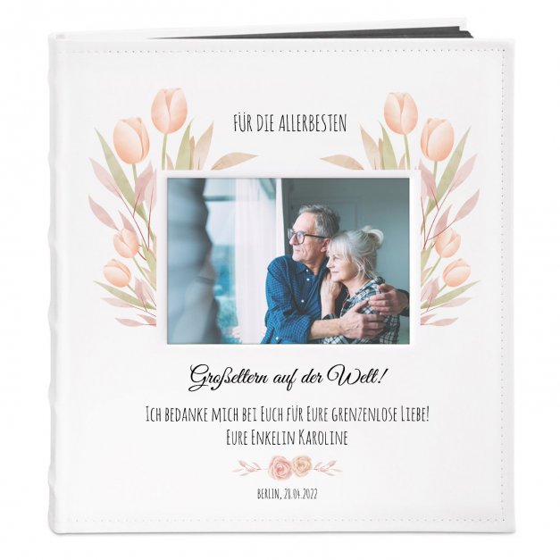 Fotoalbum mit Sichtfenster mit Aufdruck zum Einkleben für Großeltern als Hochzeitsdankeschön