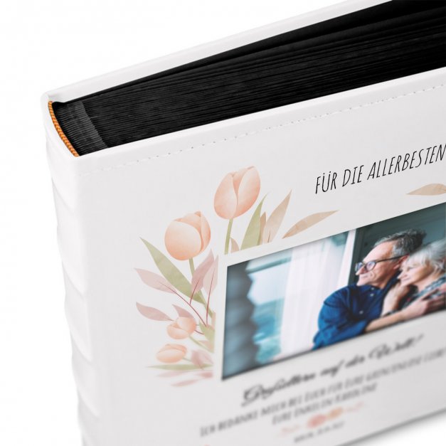 Fotoalbum mit Sichtfenster mit Aufdruck zum Einkleben für Großeltern als Hochzeitsdankeschön