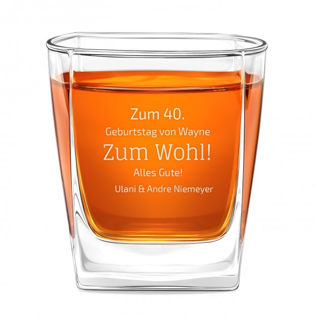 Cube Whisky Karaffe mit 2 Gläsern mit Gravur für ihn zum 40. Geburtstag