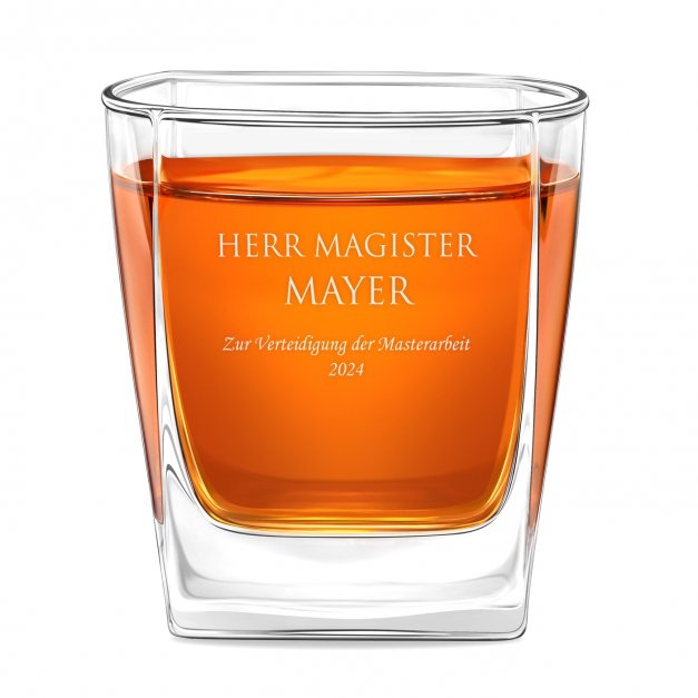 Cube Whisky Karaffe mit 2 Gläsern mit Gravur für einen Magister