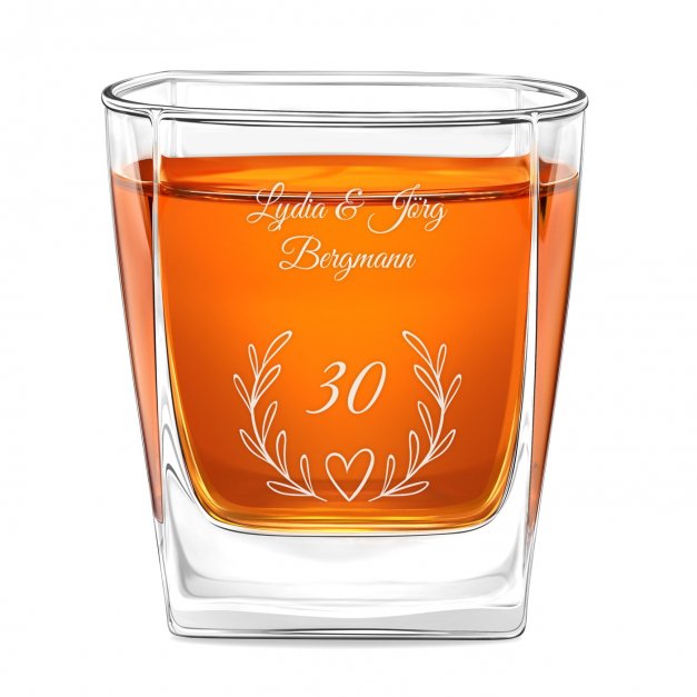 Cube Whisky Karaffe mit 2 Gläsern mit Gravur für ein Paar zum 30. Hochzeitstag