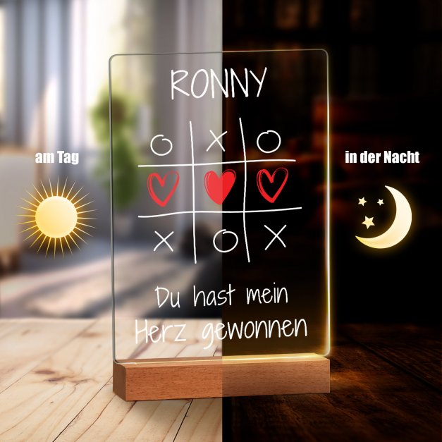 Beleuchteter XL LED-Rahmen mit eigenem Foto und Holzständer  für Ihren Freund, Verlobten, Ehemann zum Valentinstag, Jahrestag