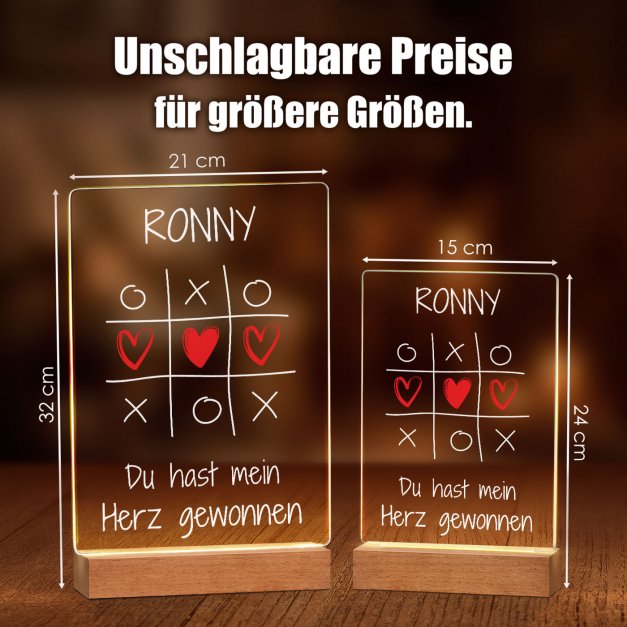 Beleuchteter XL LED-Rahmen mit eigenem Foto und Holzständer  für Ihren Freund, Verlobten, Ehemann zum Valentinstag, Jahrestag