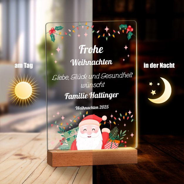 Beleuchteter XL LED-Rahmen mit eigenem Foto und Holzständer zu Weihnachten