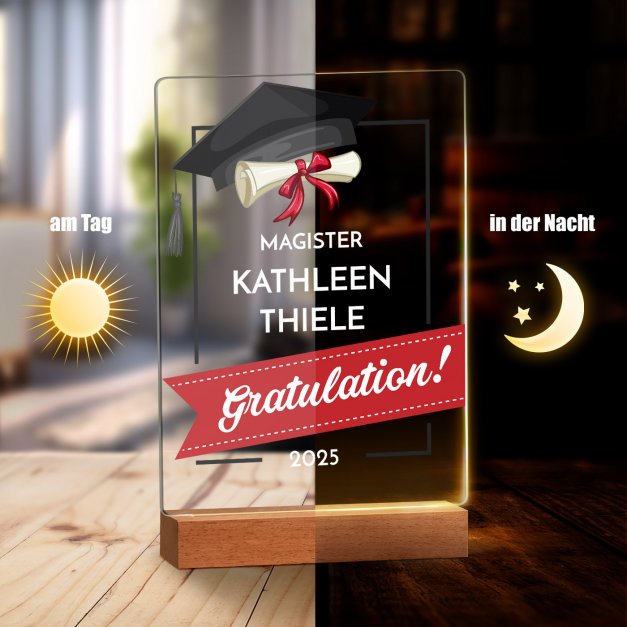 Beleuchteter XL LED-Rahmen mit eigenem Foto und Holzständer zum Magister