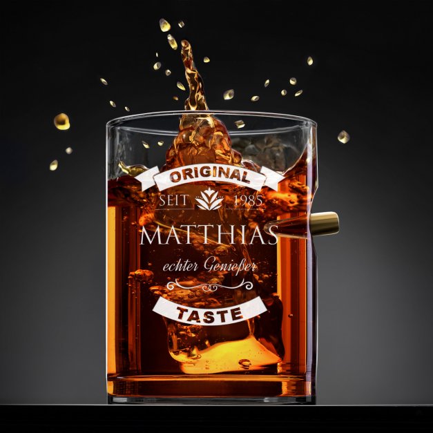 Whisky Karaffe in Gewehrform mit 4 Gläsern mit Gravur für einen echten Whiskykenner zum Geburtstag