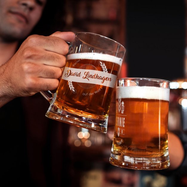 Bierkrug aus Glas mit Gravur für Ihren Großvater