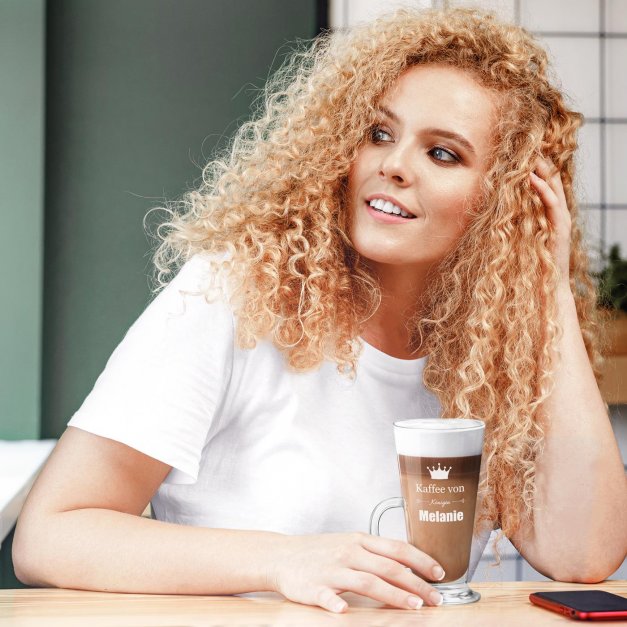 Kaffee Glas mit Gravur für sie zum Frauentag, Junggesellinnenabschied