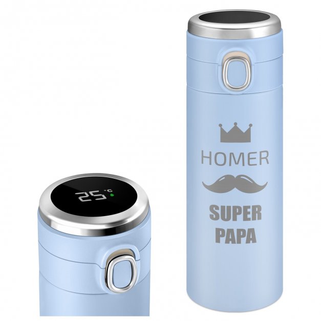 Reisebecher mit LED-Touch-Anzeige Blau 300 ml für Ihren Papa