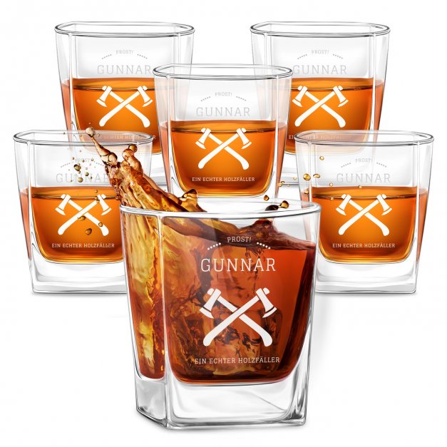 6er Whisky Gläser Set mit Gravur für einen Naturfan