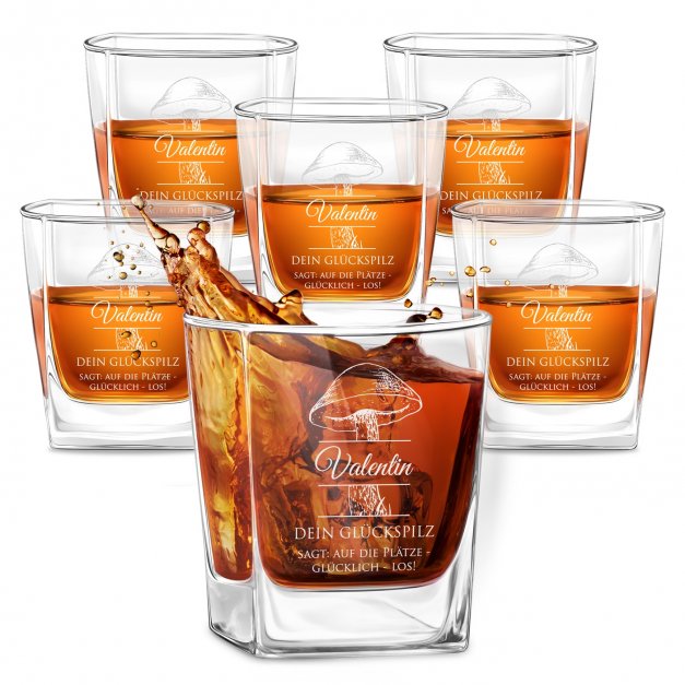 6er Whisky Gläser Set mit Gravur für einen Pilzsammler