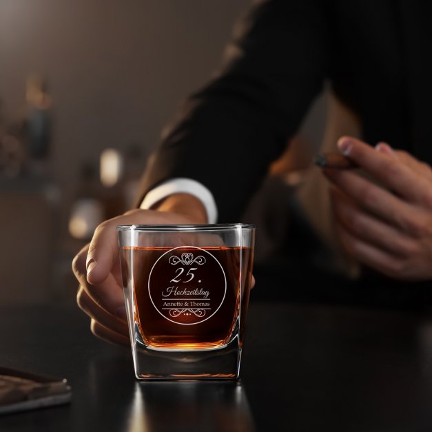 6er Whisky Gläser Set mit Gravur für ein Paar zum 25. Hochzeitstag