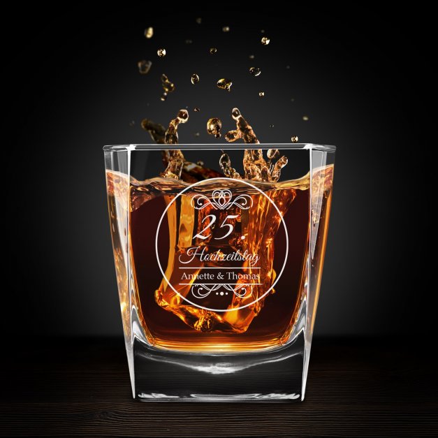 6er Whisky Gläser Set mit Gravur für ein Paar zum 25. Hochzeitstag