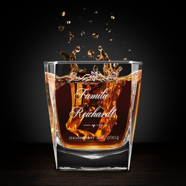 Whisky Glas mit Gravur für ein Paar zur Hochzeit zum Hochzeitstag, Einzug