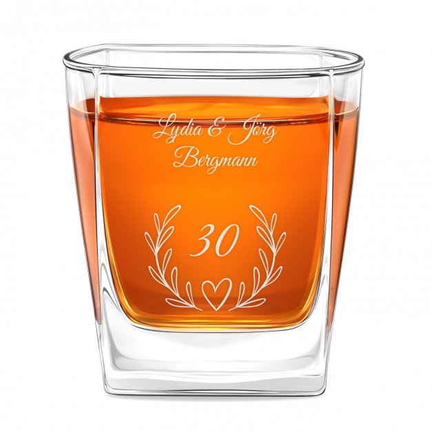 Whisky Glas mit Gravur für ein Paar zum 30. Hochzeitstag