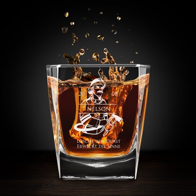 Whisky Glas mit Gravur für Ihren Onkel einen Feuerwehrmann zum Geburtstag