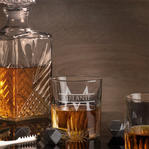 Kristall Whiskykaraffe mit 6 Gläsern mit Gravur für einen Whiskygenießer