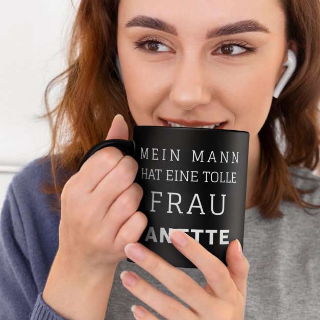 2 Keramikbecher mit Gravur Schwarz/Matt für ein Paar Ihre Ehefrau Ihren Ehemann zum Hochzeitstag Valentinstag