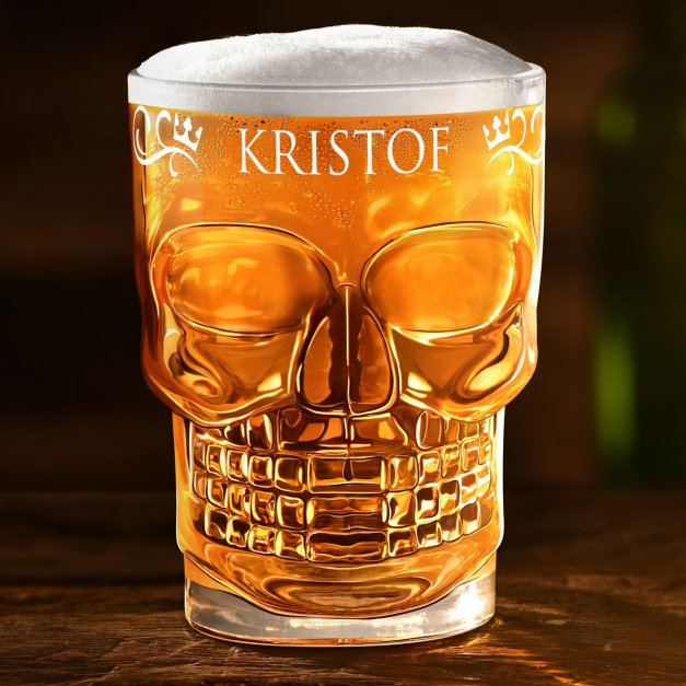 Totenkopf Bierglas mit Henkel für ihn zum Ehrentag Geburtstag Junggesellenabend