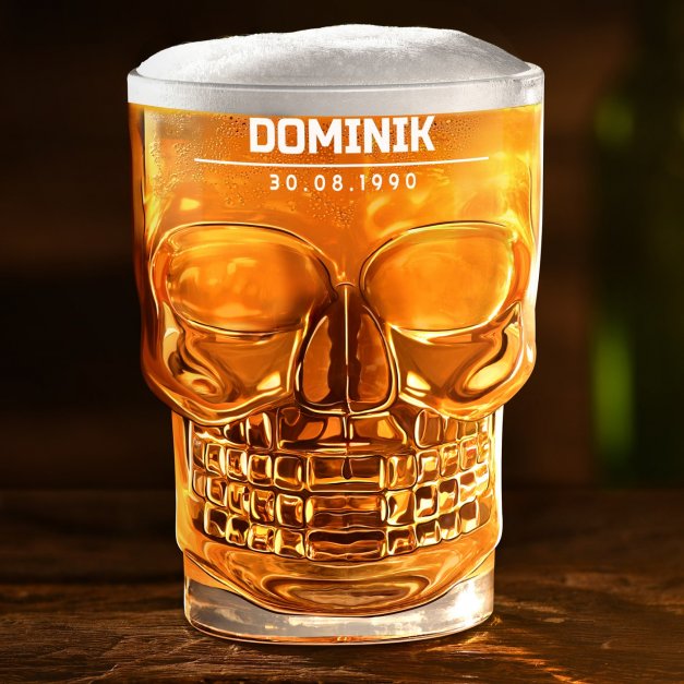 Totenkopf Bierglas mit Henkel für ihn zum 35. Geburtstag