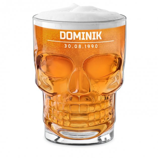 Totenkopf Bierglas mit Henkel für ihn zum 35. Geburtstag