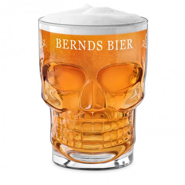 Totenkopf Bierglas mit Henkel für ihn zum Geburtstag