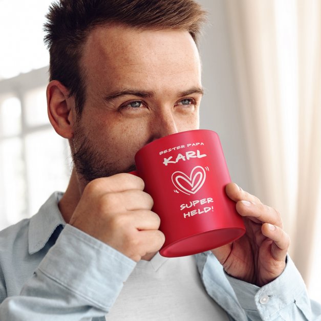 2 Keramikbecher mit Gravur Rot/Matt für Ihre Eltern zum Hochzeitstag als Dankeschön