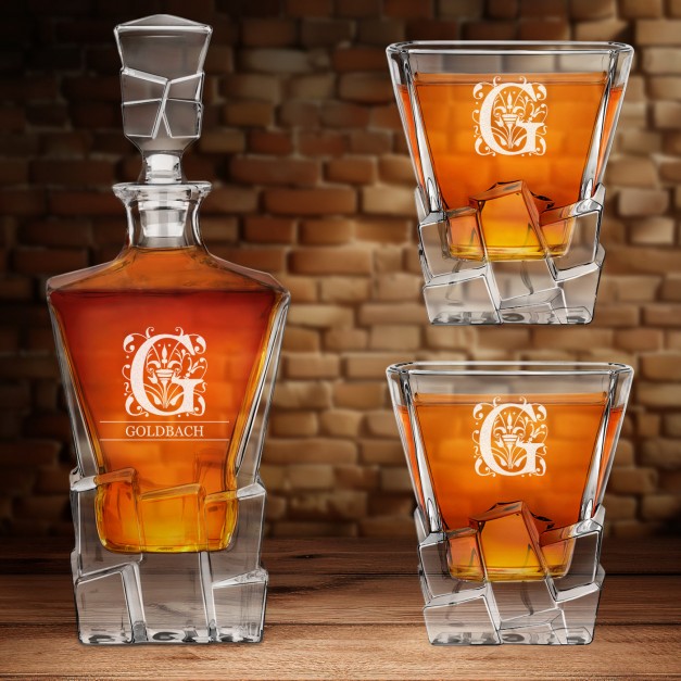 Ice Blink Karaffe Set mit 2 Gläsern mit Gravur für einen Whiskyconnoisseur