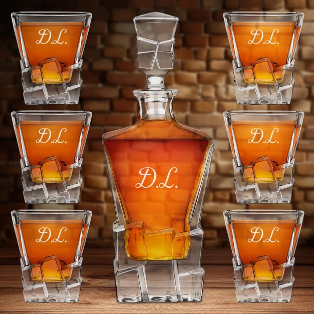 Ice Blink Karaffe Set mit 6 Gläsern mit Gravur für einen Whiskytrinker