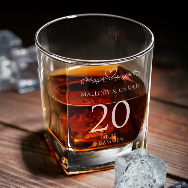 Whisky Karaffe Set mit 2 Gläsern mit Gravur für ein Paar zum 20. Hochzeitsjubiläum