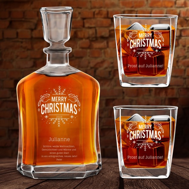 Whisky Karaffe Set mit 2 Gläsern mit Gravur für sie zu Weihnachten