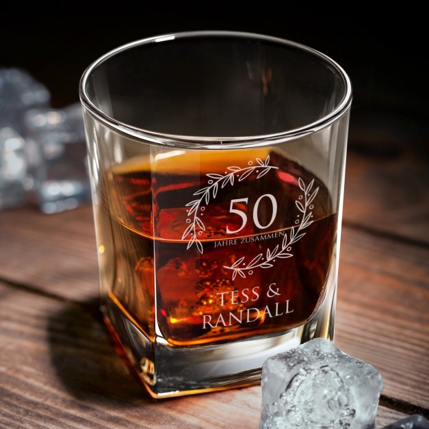 Whisky Karaffe Set mit 6 Gläsern mit Gravur für ein Paar zum 50. Hochzeitstag