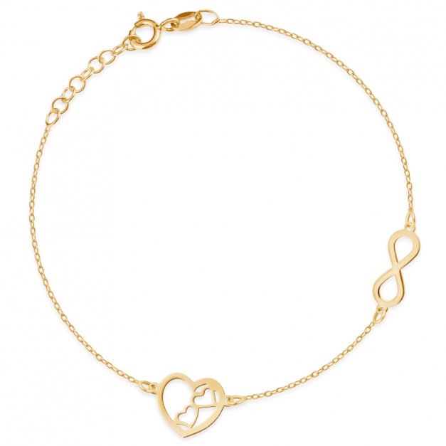 Infinity Damen Armband 333 Gold mit Herz + Geschenkbox mit Gravur